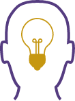 Icon of lightbulb in persons head